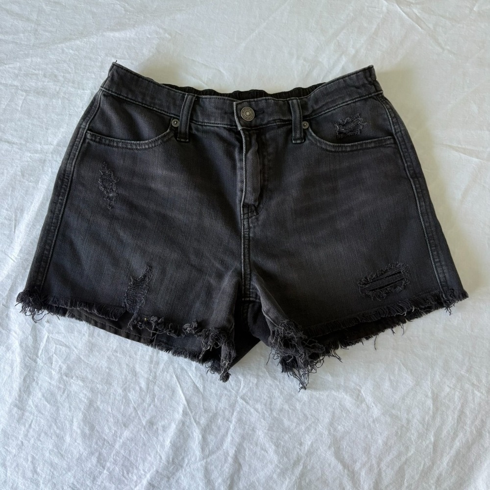 Aerie Womens‎ Black Denim Distressed Iconic Stylish Cut-Off Jean Shorts Size XS